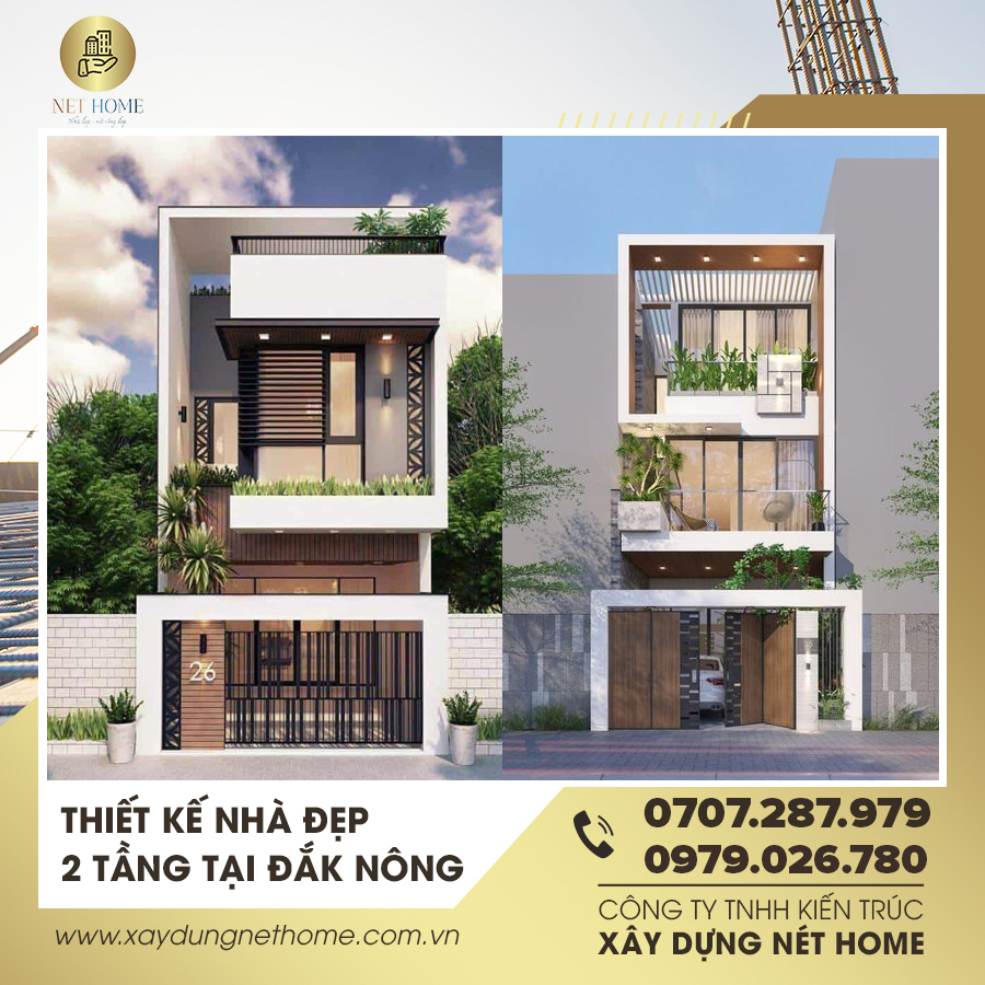 Thiết kế nhà đẹp 2 tầng tại Đăk Nông