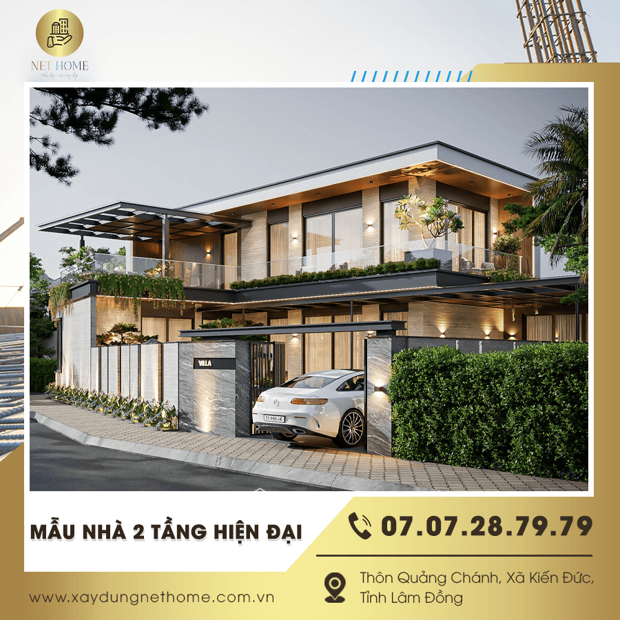 Mẫu nhà 2 tầng hiện đại tối ưu công năng