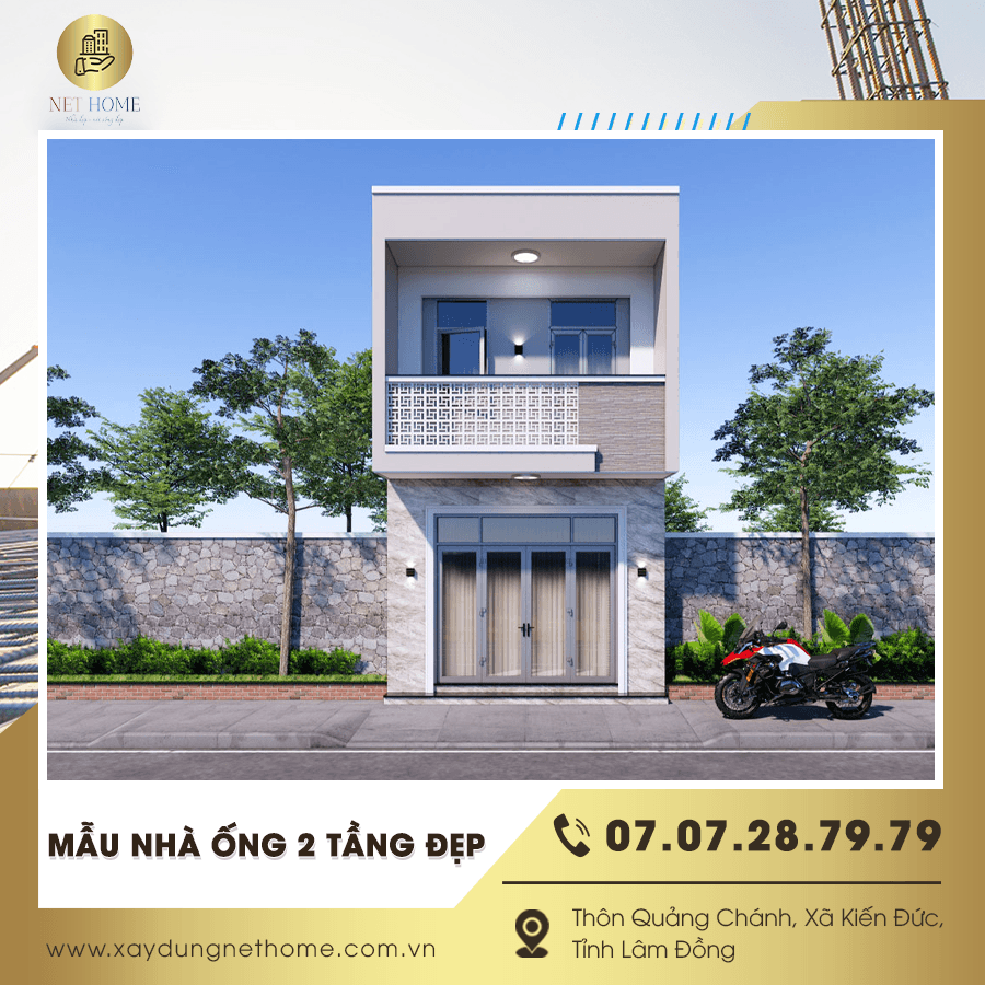 Mẫu nhà ống 2 tầng đẹp tối ưu diện tích