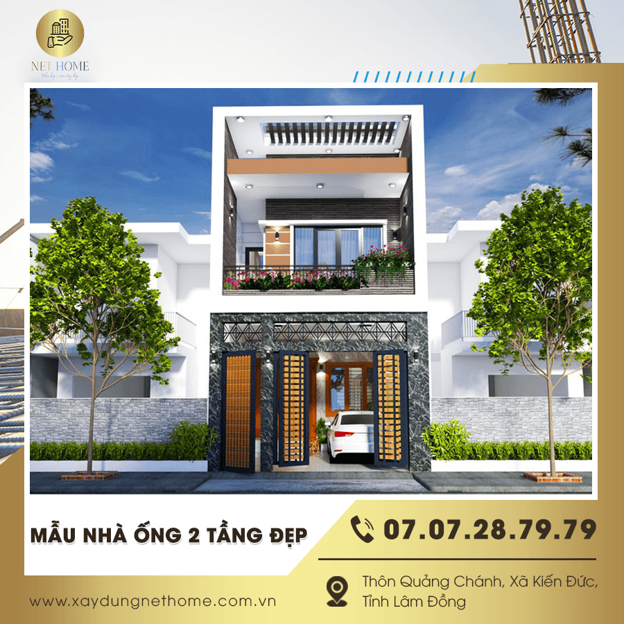 Mẫu nhà ống 2 tầng đẹp hiện đại